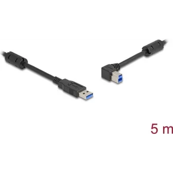 Delock USB kabelis - USB A (kištukas) į USB B (kištukas) kairėn lenktas - USB 3.0 - 5,0 m - iki 5 Gbps duomenų perdavimo sparta, paauksuoti kontaktai - juoda (81103)