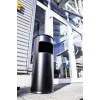 Durable 3332 apvalus metalinis šiukšlių konteineris su pelenine ir gesintuvu, juodas, 17 l