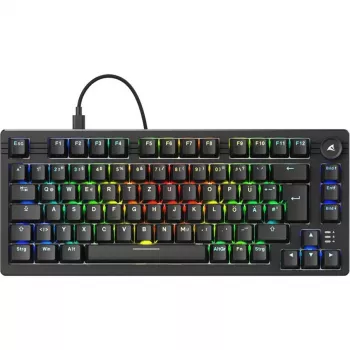 Sharkoon SGK25 klaviatūra laidinė USB QWERTZ vokiška juoda 75% RGB LED