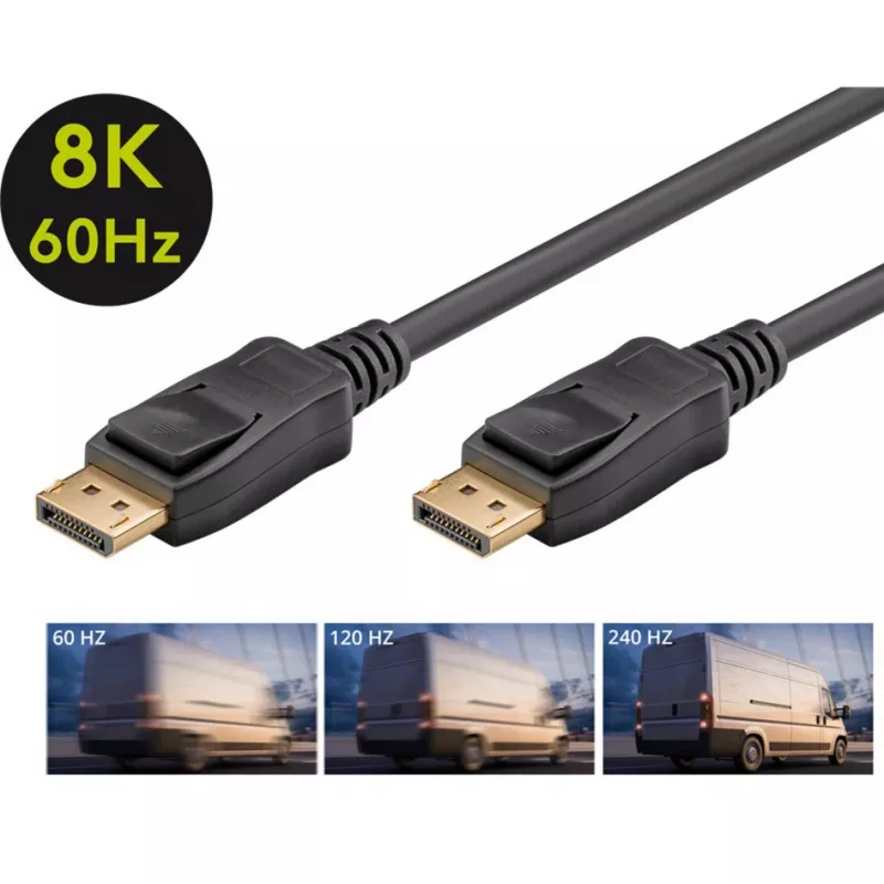 Kabelis DisplayPort 1.4 Kištukas > DisplayPort Kištukas (juodas, 2 m, 8K)