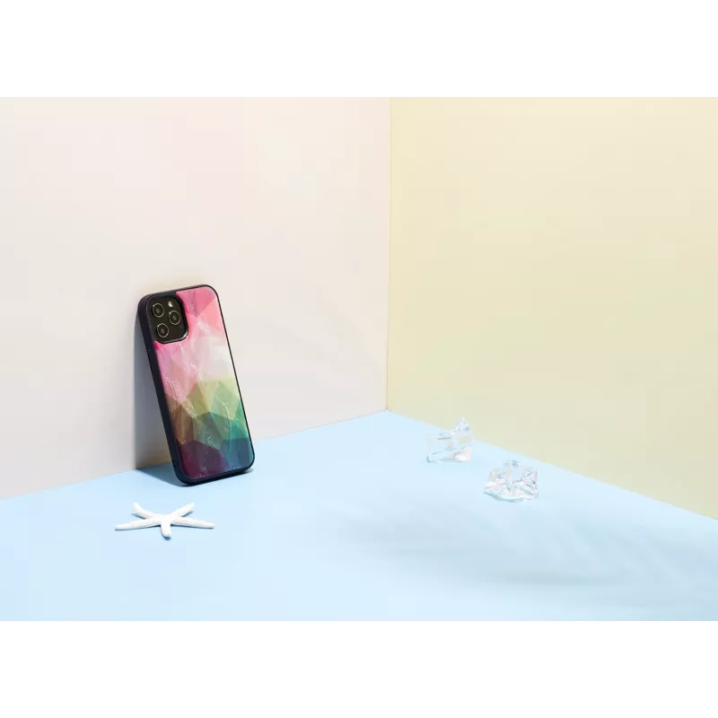 Apsauginis dėklas iKins Apple iPhone 12 / 12 Pro — vandens gėlės raštas, juodas