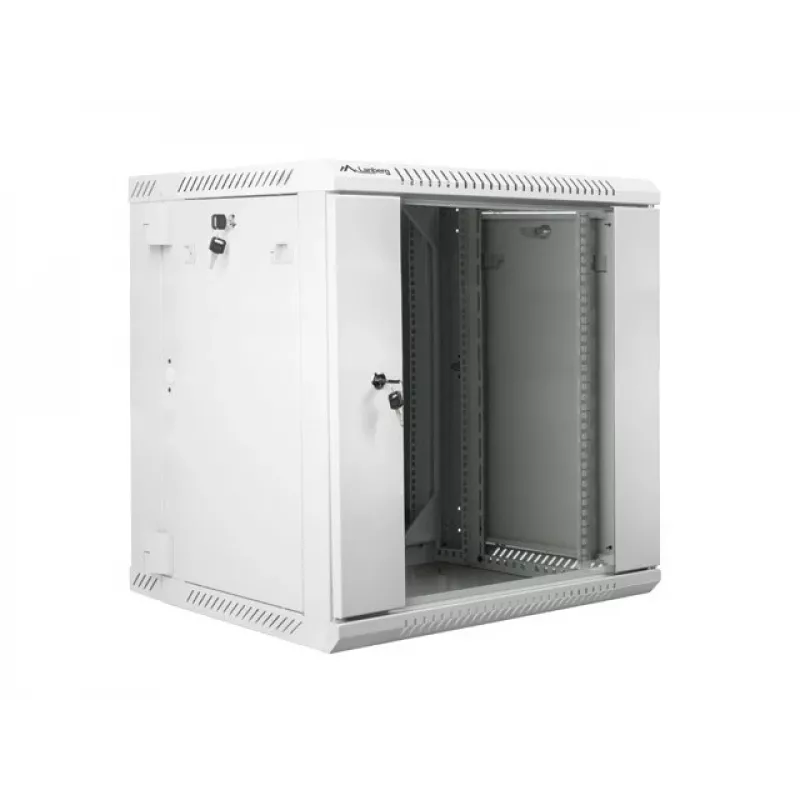 Dviejų sekcijų sieninis stovo spintos korpusas 19 inch 12U 600x600 pilkas LANBERG (plokščioje pakuotėje)
