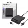 Kortelių skaitytuvas QOLTEC Smart chip ID card scanner USB, juodas, 84,5×65×16 mm, 63 g