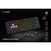 Mechaninė žaidimų klaviatūra SAVIO BLACKOUT X2 PEACH — 61 klavišų 60% QWERTY, RGB LED, hot-swap, USB Type-A/Type-C, atjungiamas kabelis