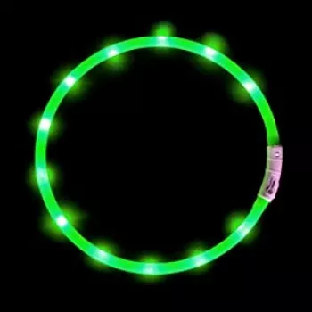 LED antkaklis Anicoll Green šunims ir katėms modelis įkraunamas apšvietimas
