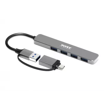 PORT CONNECT | USB-C/USB-A jungtis į 4x USB-A 3.0 5Gbps šakotuvas
