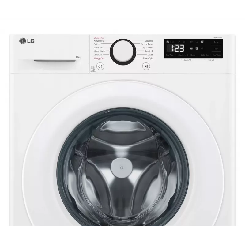 LG F2WR508SWW Skalbimo mašina | Priekinis pakrovimas | 8 kg | 1200 aps./min | Garo funkcija | LED ekranas | A-10% energijos klasė