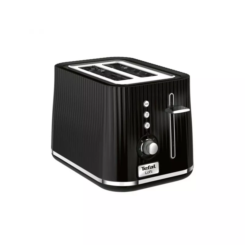 Skrudintuvas Tefal Loft 2S TT761838 — 2 griežinėliai, 7 rudumo lygiai, atšildymas/pašildymas, išimamas trupinių padėklas, juodas