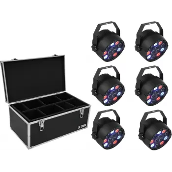 LED PAR šviestuvų rinkinys EUROLITE 20000626, 6×36W RGB, scenos užpildymo šviestuvai