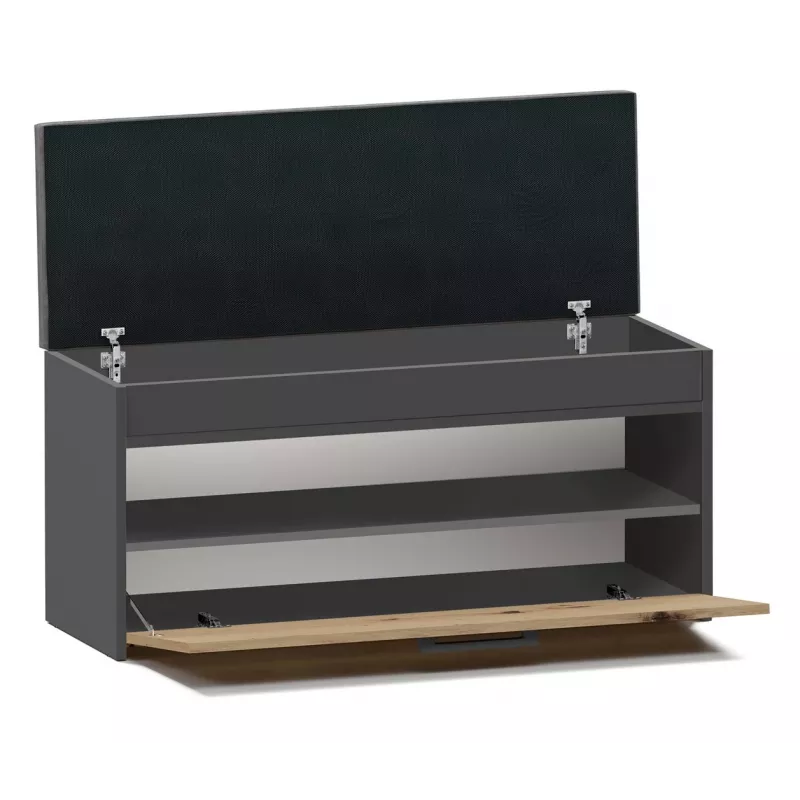 Uždara batų spintelė Top e Shop PARMA — antracitas ir ąžuolas, medžio drožlių plokštė, 1000×490×350 mm