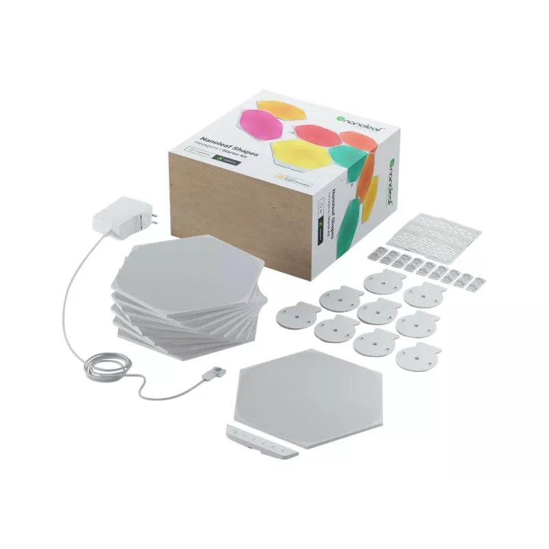 Nanoleaf Shapes Hexagons Smarter rinkinys, 9 LED apšvietimo panelės, balta