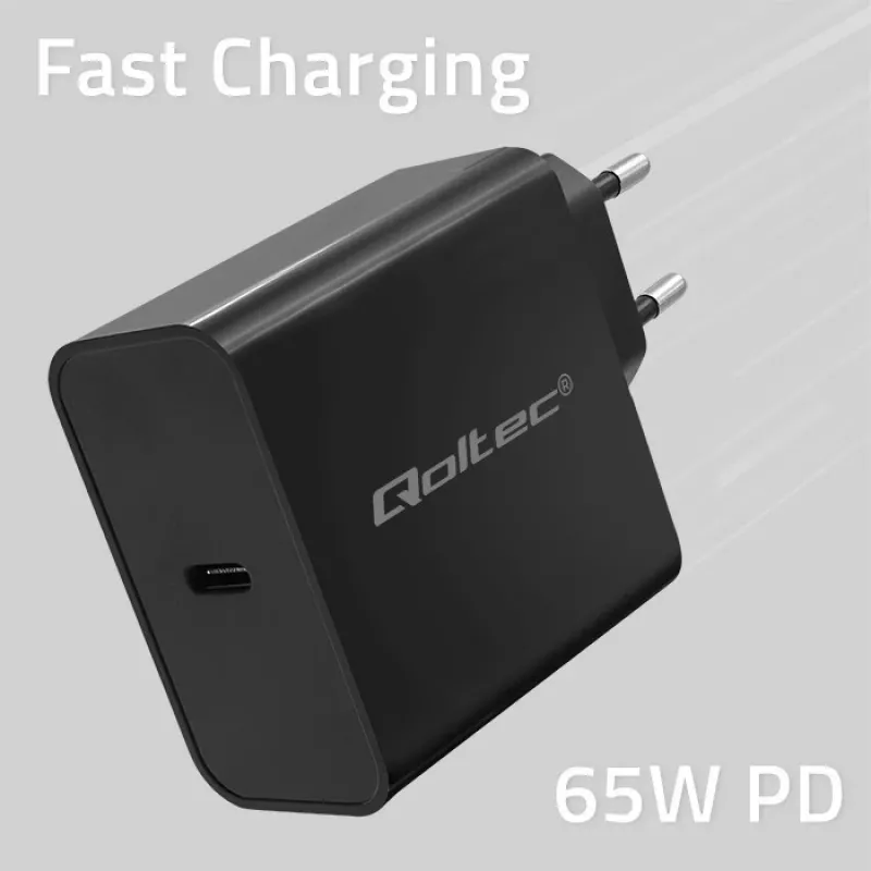 Įkroviklis QOLTEC Super Quick PD 65W USB-C Power Delivery 5–20V, 1x USB-C, USB PD 3.0, C tipo kištukas, 65 W