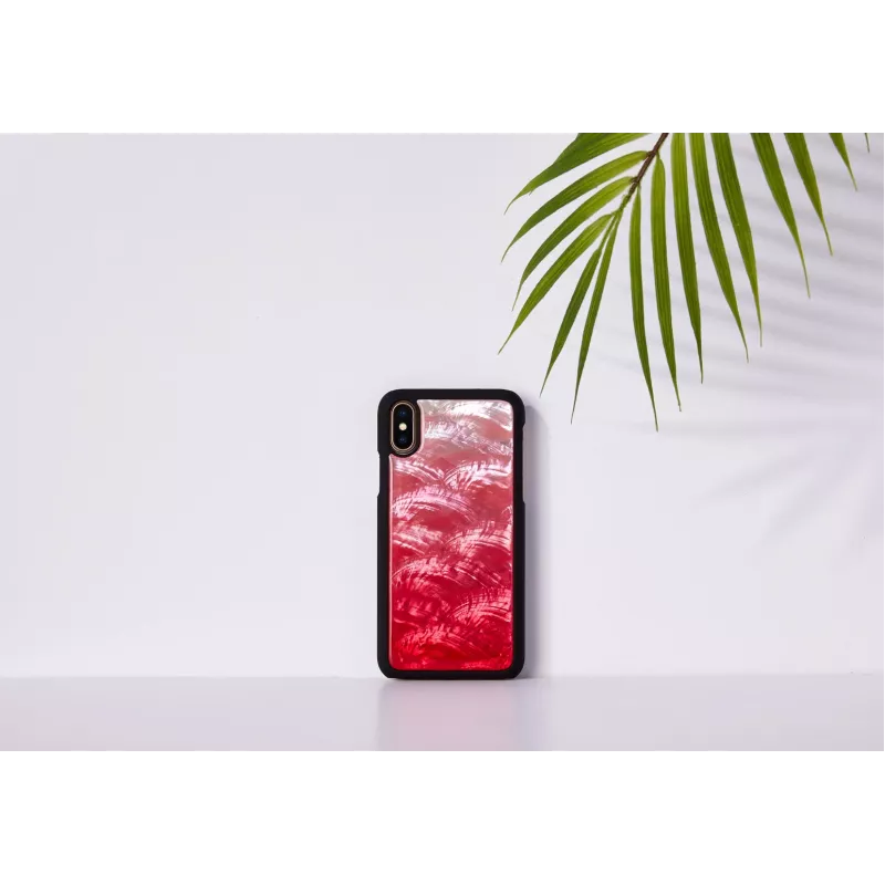 iKins apsauginis dėklas iPhone XS / XS S — rožinis ežeras ir juoda, polikarbonatinis