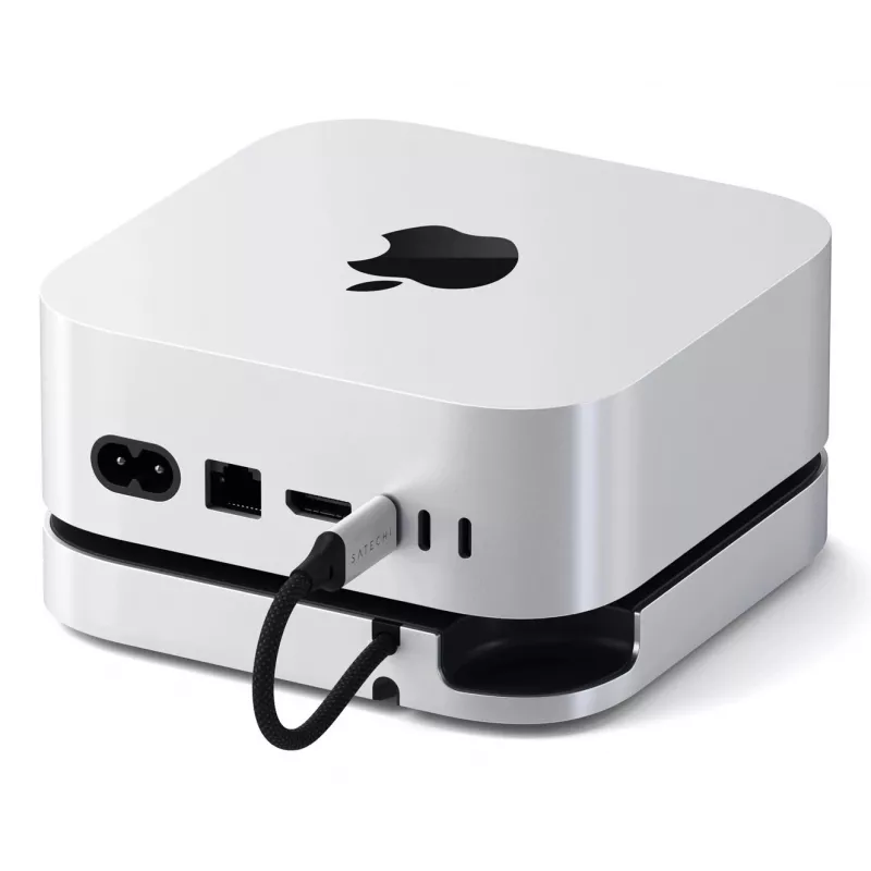 Satechi stovas-hub'as ST-GNMMES su SSD korpusu, USB 3.2 Gen 2 Type-C, USB-A ir SD, sidabrinis