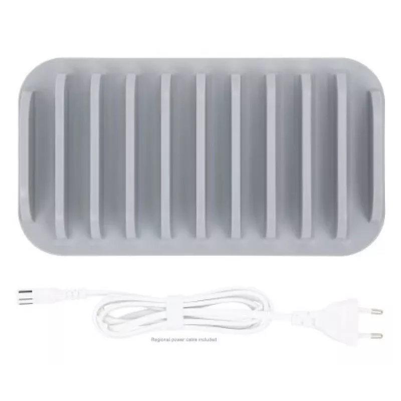 Manhattan įkrovimo stotelė, 10 prievadų: 3x USB-C (iki 18W PD) ir 7x USB-A (iki 12W), 120W bendra galia, balta/pilka, trejų metų garantija