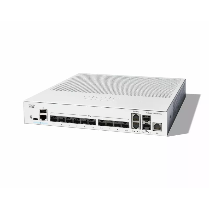 Tinklo jungiklis Cisco Catalyst C1300-12XS valdomas L2/L3, 12 x 10Gb SFP+, 240 Gbit/s, 16k MAC, montuojamas į stovą, pilka