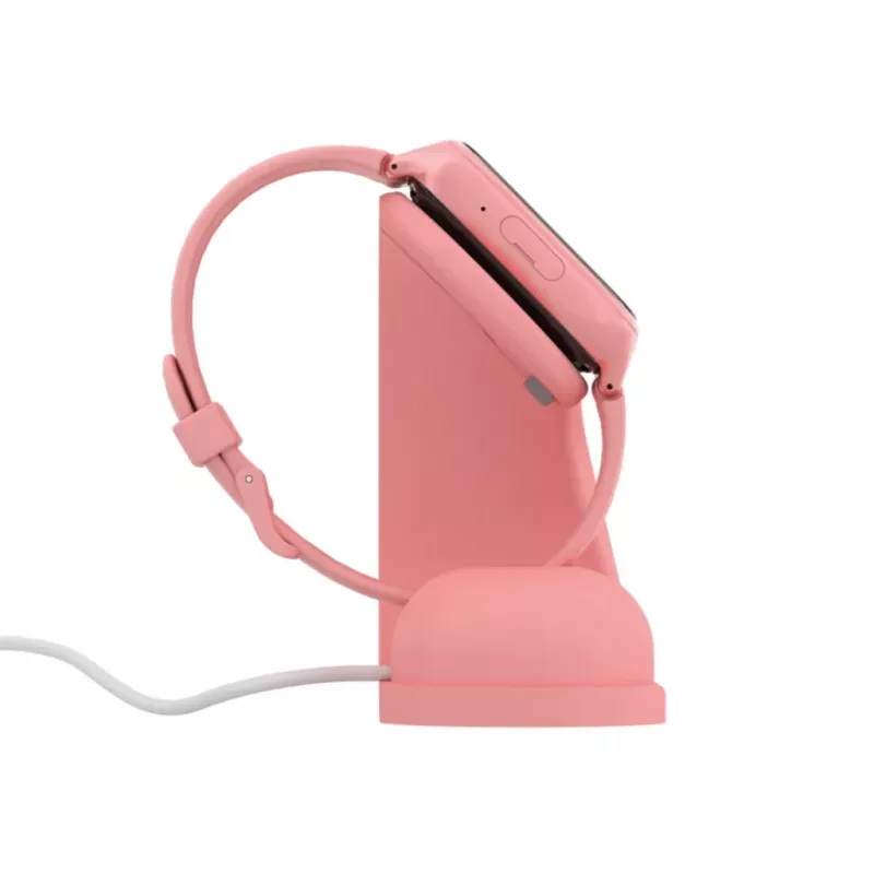 Įkrovimo stovas Stelio ST-CHS01-PK Junior rožinis – USB belaidis įkroviklis telefonams ir planšetėms, vienas prievadas, kompaktiškas
