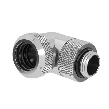 Adapteris su 90° kampu, sukamasis, Barrow TWT90KND-K14 — G1/4 vyriškas iki 14 mm kieto vamzdelio, sidabrinis