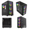 PC korpusas SAVIO Noctis Flow RGB — Cube, ATX/Mini-ITX, 3x 120 mm priekiniai ventiliatoriai, grūdintas stiklas šone, maks. GPU 35 cm