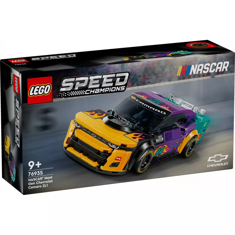 LEGO Speed Champions 76935 NASCAR Next Gen Chevrolet Camaro ZL1, 328 detalių, 1 minifigūrėlė, nuo 9 m.
