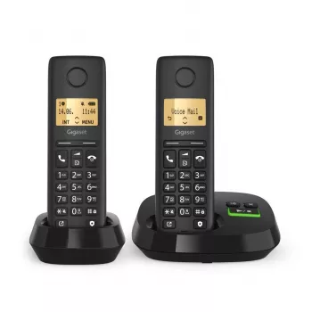 Belaidis analoginis/DECT telefonas Gigaset PURE 100A Duo – 2 rageliai, garsiakalbis, skambučio numerio rodymas, 1,5 colio ekranas, juoda