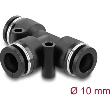 Pneumatinė trišakė jungtis DELOCK 10 mm su dviem tvirtinimo angomis, juodas metalas/plastikas, vidinis sriegis, 55 mm