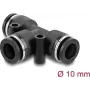 Pneumatinė trišakė jungtis DELOCK 10 mm su dviem tvirtinimo angomis, juodas metalas/plastikas, vidinis sriegis, 55 mm