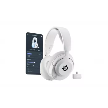 Belaidės ausinės Steelseries Arctis Nova 5P, lankelio konstrukcija, žaidimams, USB Type-C, Bluetooth, balta