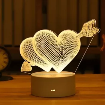 Nakties šviestuvas Extralink HOME 3D optinė iliuzija 'Pierced Hearts' USB naktinis šviestuvas