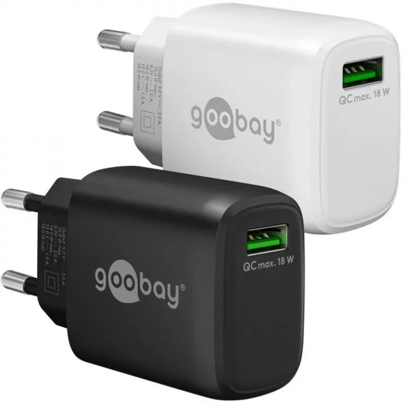 USB-A greitasis QC įkroviklis (18 W) (juodas)