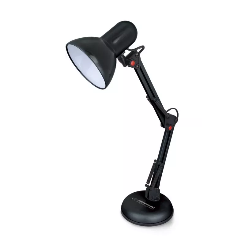 Stalinė lempa ESPERANZA AVIOR E27 12W LED, juoda, reguliuojamas aukštis, lanksti rankena, E27 lizdas