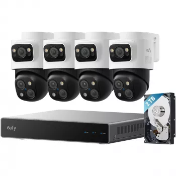 Vaizdo registratorius su kameromis Eufy S4 Max – 8 kanalų, 4K (3840×2160), HDD 2 TB (iki 16 TB), juoda/pilka/balta