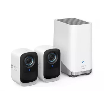 Eufy Security S300 EufyCam 3C 2-Cam Rinkinys Belaidė Lauko Sekimo Kamera, 4K raiška, Išplečiama Vietinė Saugykla iki 16TB, Veido Atpažinimo DI
