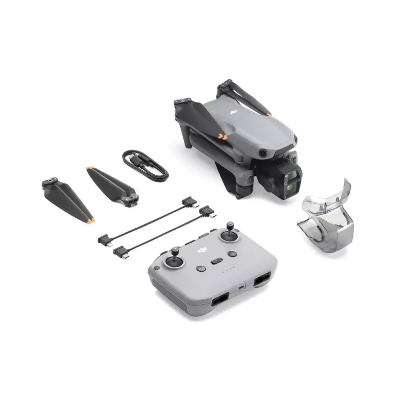 Kvadrakopteris DJI Air 3S RC-N3 – 50 MP kamera, 4K, 4 rotoriai, maks. greitis 27 m/s, nuotolis 32 000 m, 4276 mAh baterija, pilka