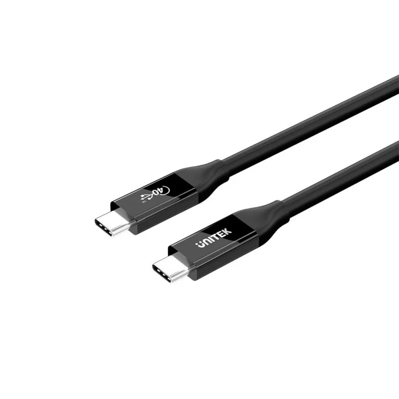 USB-C kabelis Unitek C14100ABK01-2M — 2 m, 100 W galios perdavimas, 40 Gbps duomenų perdavimas