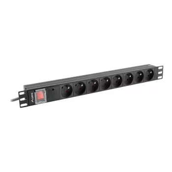 Lanberg PDU-08E-0200-BK 1U 8x Type E 16A 230V perjungiamas PDU