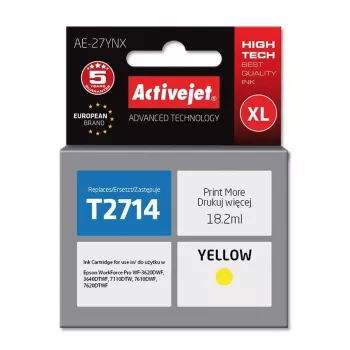 Aktyvus kasetė ActiveJet AE-27YNX (geltona, didelė talpa XL, 18,2 ml) suderinama su Epson spausdintuvais