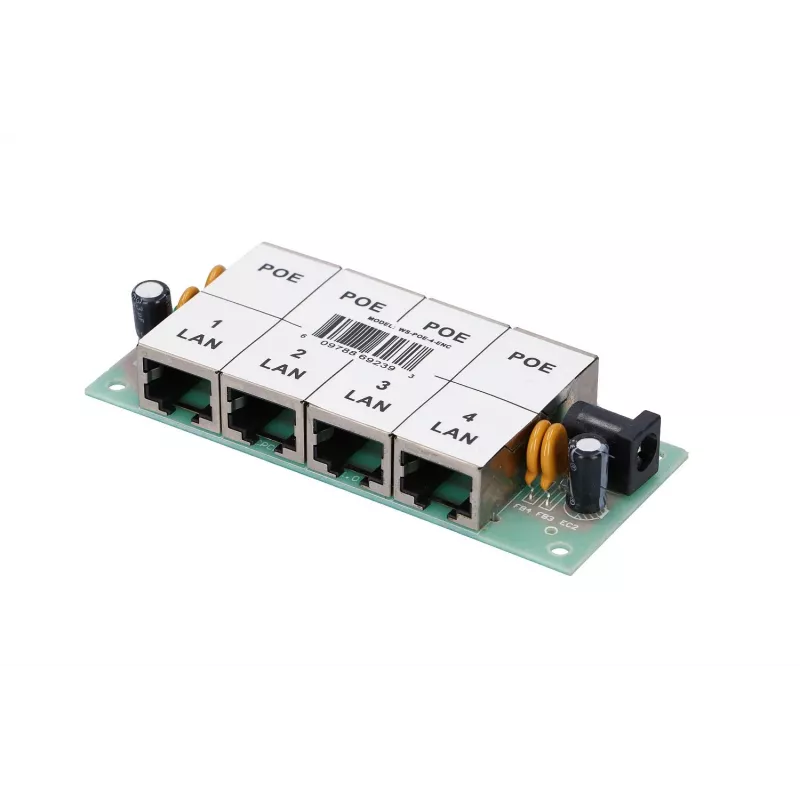 PoE injektorius Extralink 4 prievadai 4x 100Mb/s RJ45, Fast Ethernet, 48 V, be korpuso