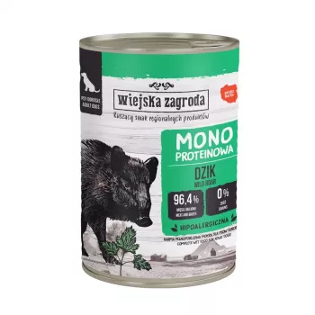 WIEJSKA ZAGRODA Monoprotein Wild boar - šlapias šunų maistas - 400g