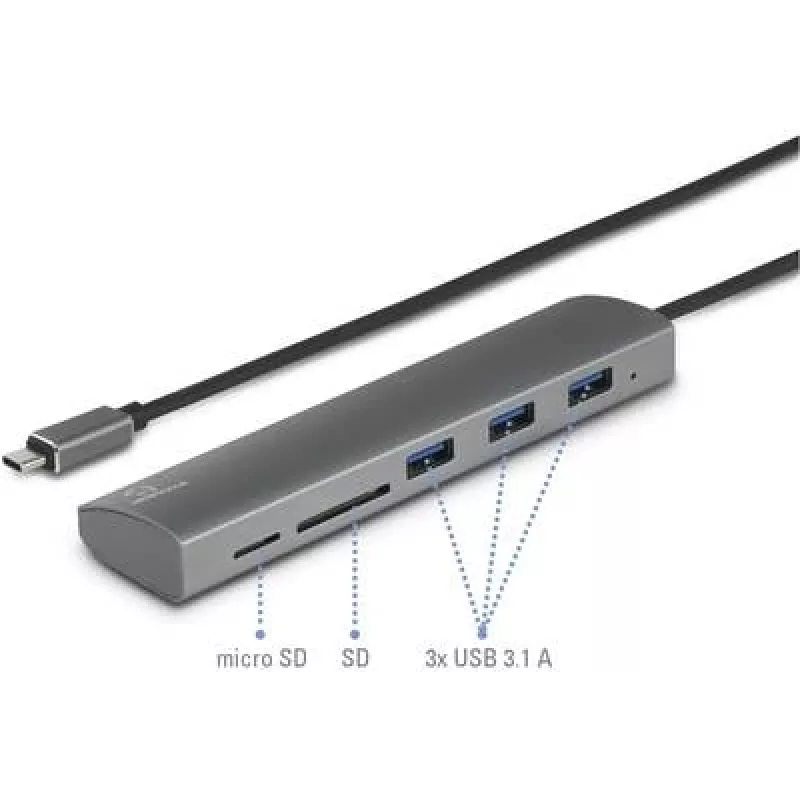 Renkforce RF-3374948 sąsajų šakotuvas USB 2.0 Type-C 5000 Mbit/s sidabrinis