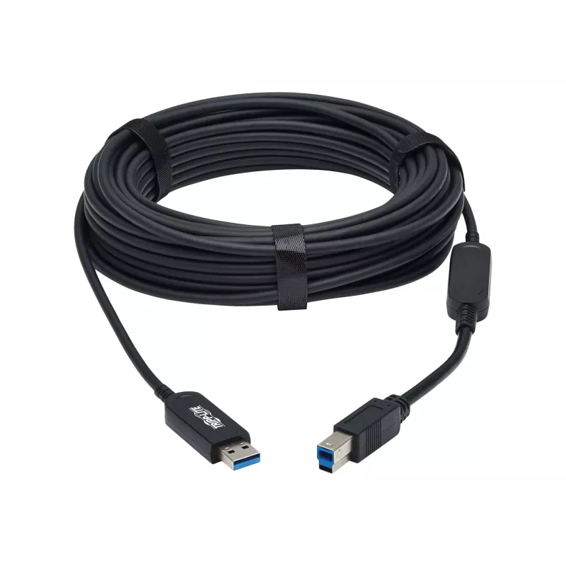Eaton Tripp Lite Series USB 3.2 Gen 1 Plenum-Rated Fiber aktyvus optinis kabelis (AOC) - A/B M/M, juodas, 20 m - USB kabelis - USB A tipas (M) prie USB B tipo (M) - USB 3.2 Gen 1 - 20,0 m - P