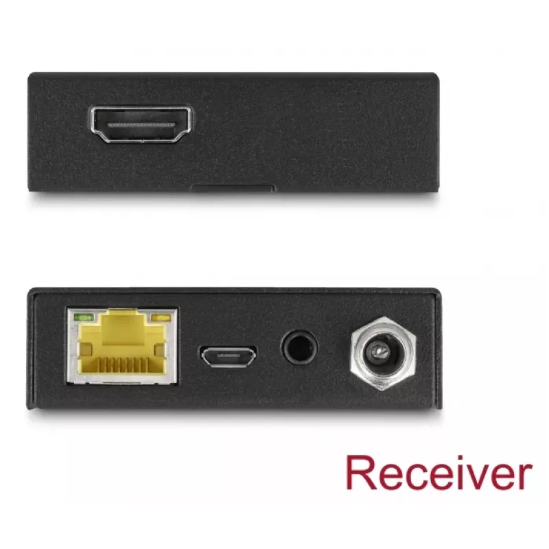 HDMI siųstuvas ir imtuvas DELOCK 65955 – Cat6/Cat6a HDMI prailgintuvas, iki 3840×2160, laidinis, Micro-USB B maitinimas