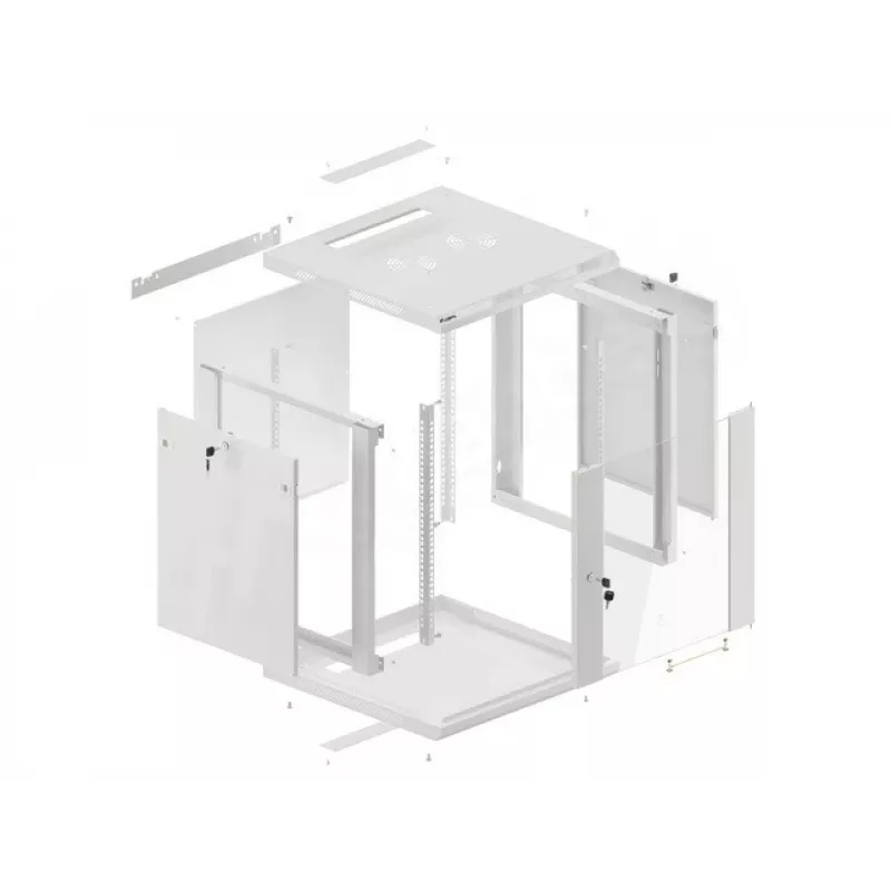 Lanberg montuojamas ant sienos 19 inch 12U 600x600 mm pilkas stovo spintas (stiklinės durys)