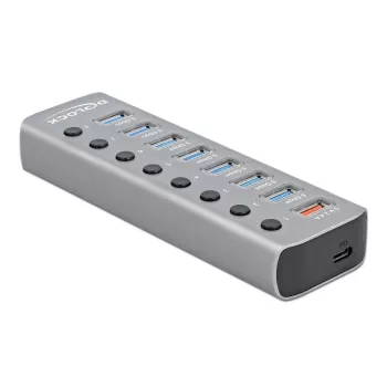 USB Hub Delock 63264, 7x USB-A 3.2 Gen1, USB-C PD 3.0, metalinis korpusas