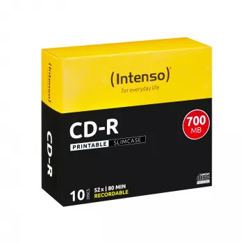CD-R Intenso 1801622 700 MB 52x Įrašomas Spausdinamas 10 vnt. Plonas Dėklas
