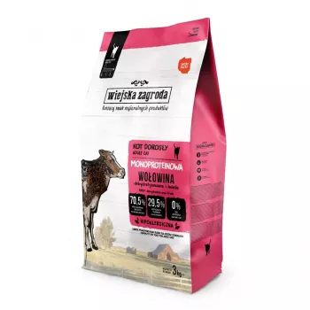 WIEJSKA ZAGRODA Monoprotein Beef – sausas kačių ėdalas – 3 kg