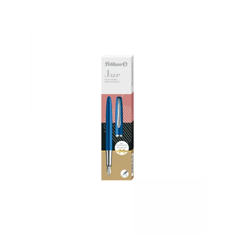 Parker stiliaus rašiklis Pelikan Jazz Noble Elegance P36 kasetinis, mėlynas sidabrinis