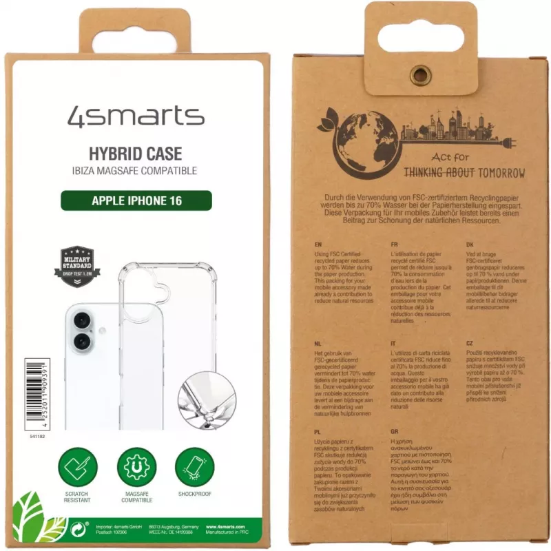 4smarts 541182 permatomas dėklas iPhone 16 (6,1 colio, 15,5 cm)