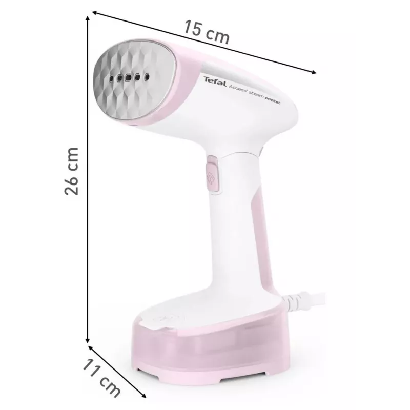 Rankinis drabužių garintuvas Tefal DT3050, 1300 W, 20 g/min garo, 0,12 l talpa, 2,6 m laidas, rožinis