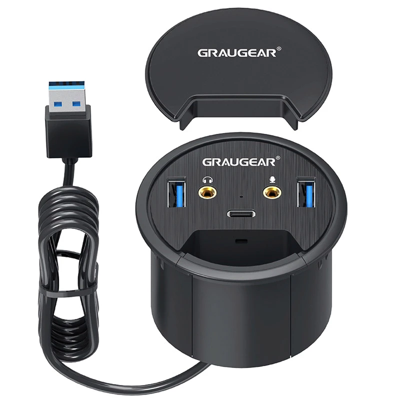 USB centrinis įrenginys (hub) GRAUGEAR G-THUB-AU-60 USB 3.2 Gen 1 Type-A juodas